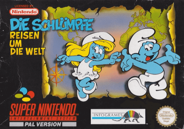 Die Schlumpfe: Reisen Um Die Welt box art for Super Nintendo